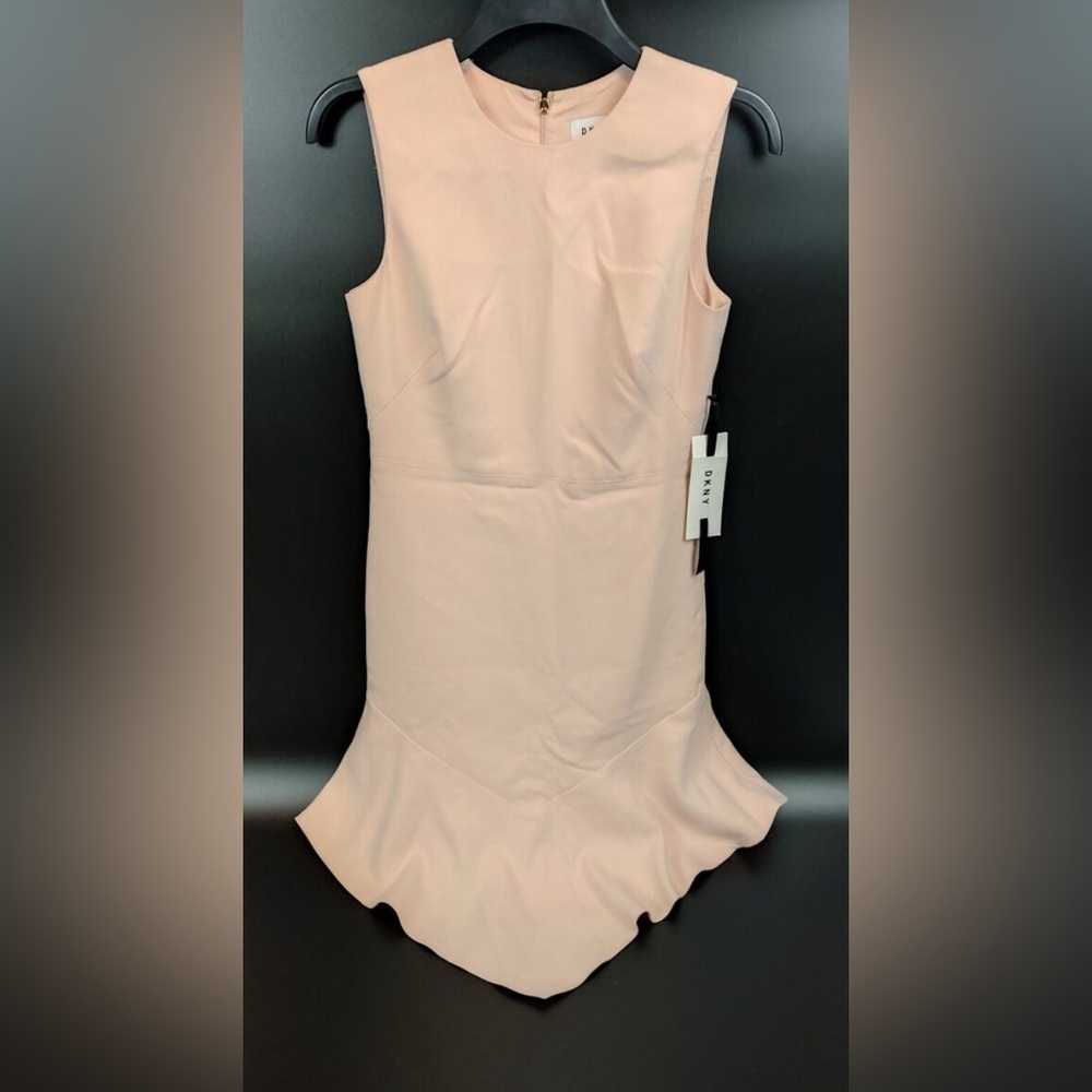 DKNY  Blush Pink Asymmetric Hem Sleeveless Designer Dress